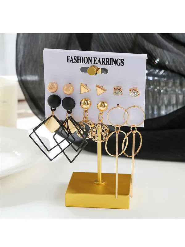 Combo of 15 Pair Studs and Pearl Hoop Earrings