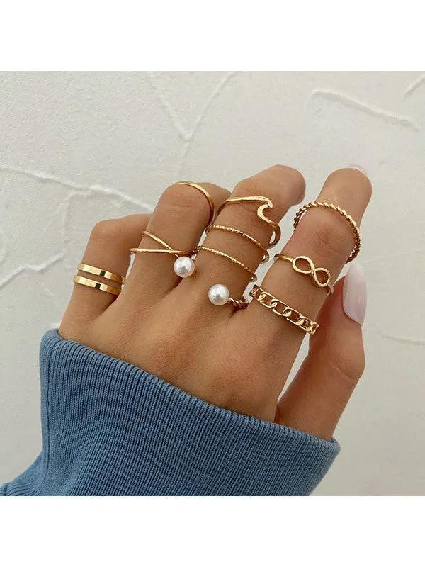 Combo of 17 Piece White Crystal Butterfly Ring Set