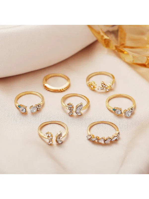 Combo of 17 Piece White Crystal Butterfly Ring Set
