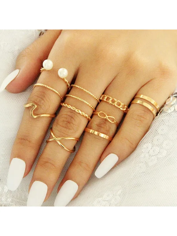 Combo of 17 Piece White Crystal Butterfly Ring Set