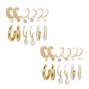 Combo of 18 Pair Studs and Pearl Hoop Earrings
