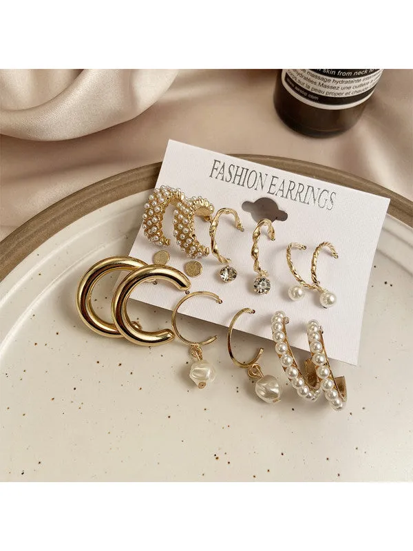 Combo of 18 Pair Studs and Pearl Hoop Earrings