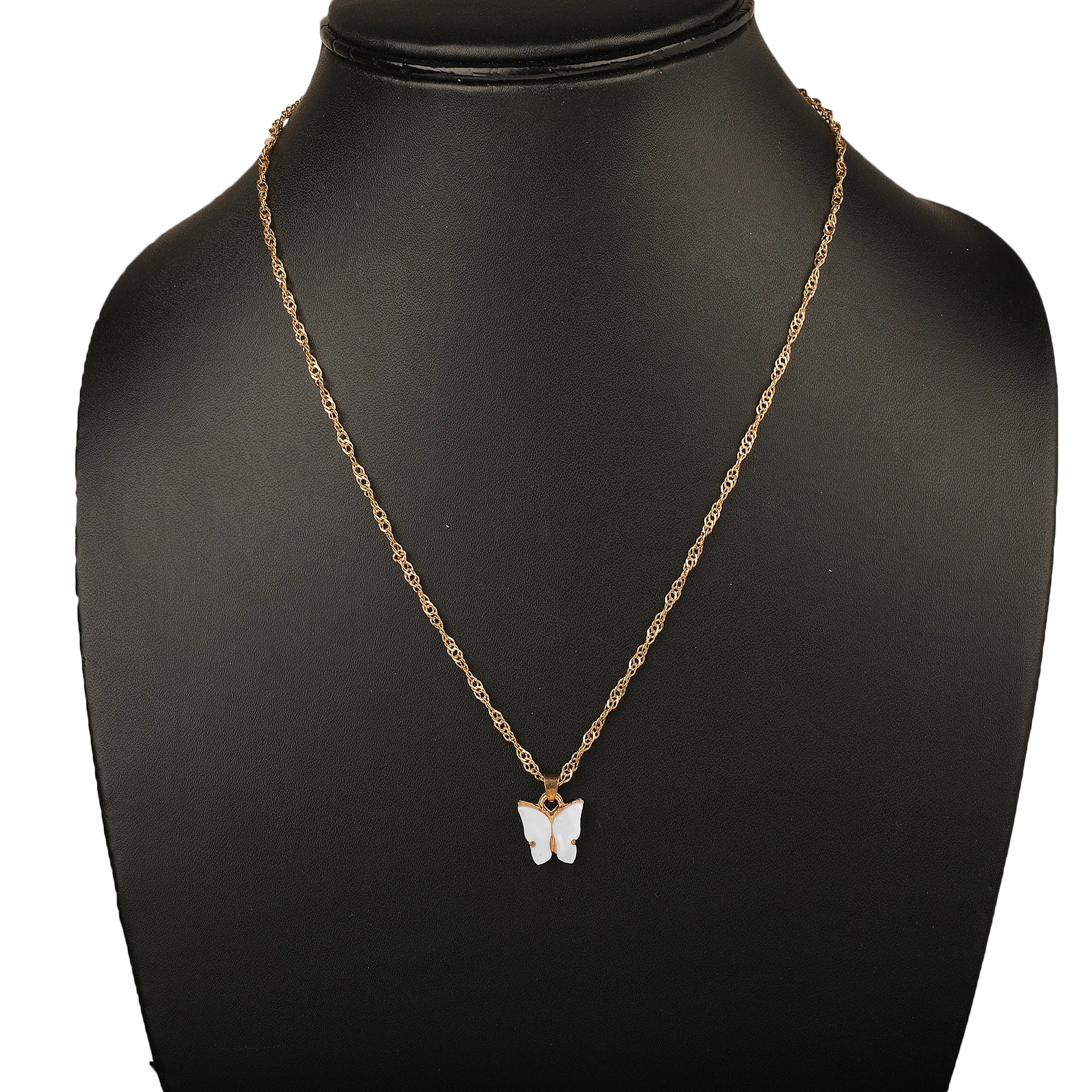 Combo of 2 Green Crystal and White Butterfly Pendant