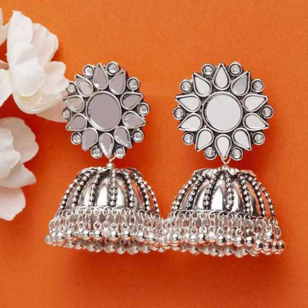 Combo of 2 Layer Chandbali and Mirror Stud Jhumki