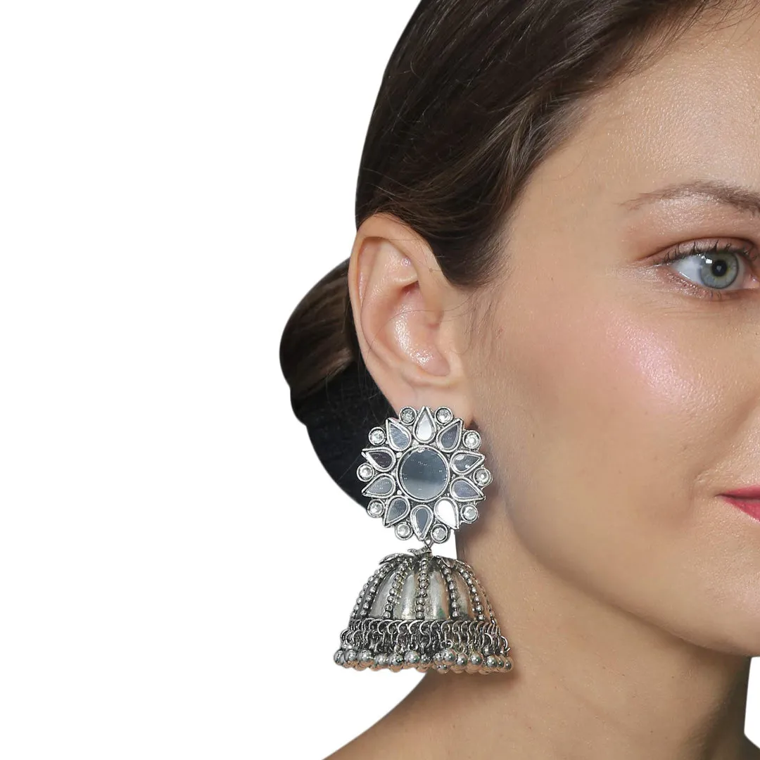 Combo of 2 Layer Chandbali and Mirror Stud Jhumki