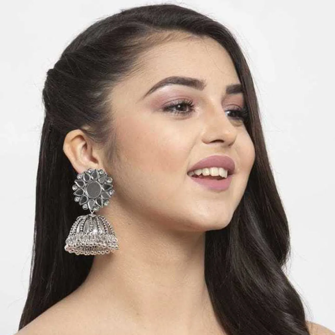 Combo of 2 Layer Chandbali and Mirror Stud Jhumki