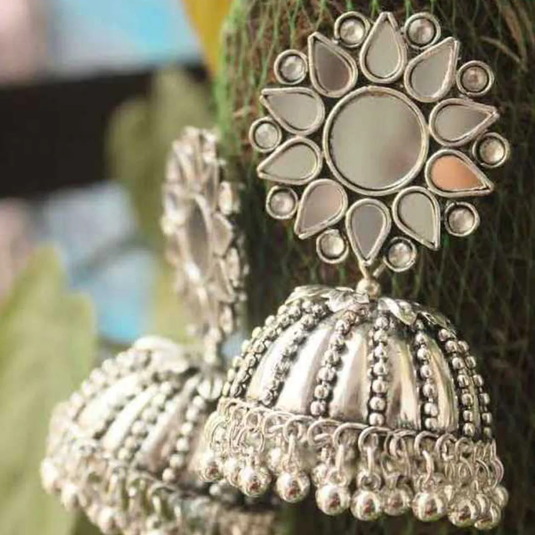 Combo of 2 Layer Chandbali and Mirror Stud Jhumki