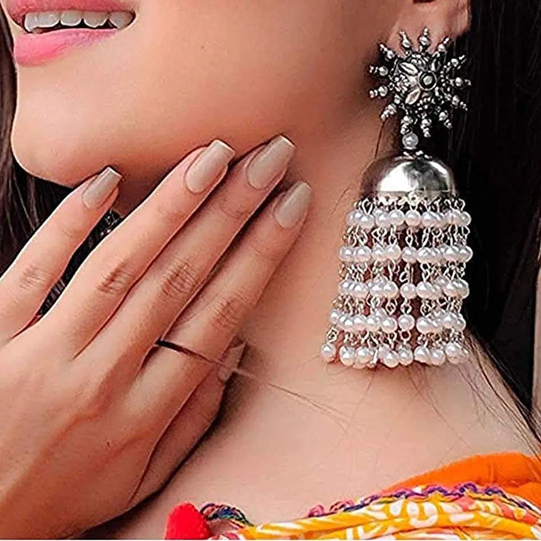 Combo of 2 Multicolor layered Ghungroo and Chain Linked Jhumki