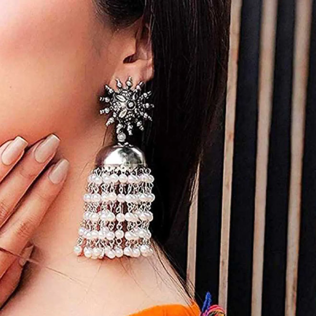 Combo of 2 Multicolor layered Ghungroo and Chain Linked Jhumki