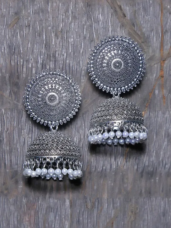 Combo of 2 Silver and Golden Pearls Dome Shape Jhumki