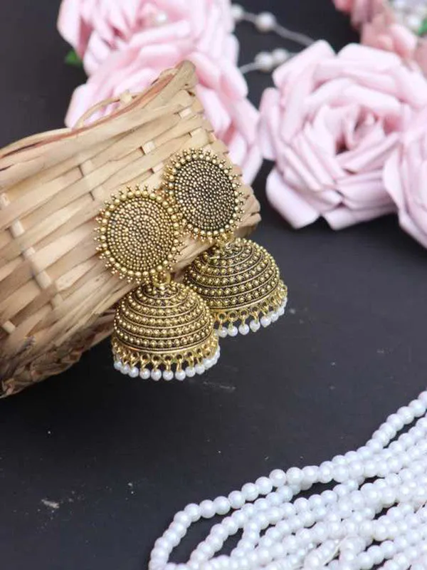 Combo of 2 Silver and Golden Pearls Dome Shape Jhumki