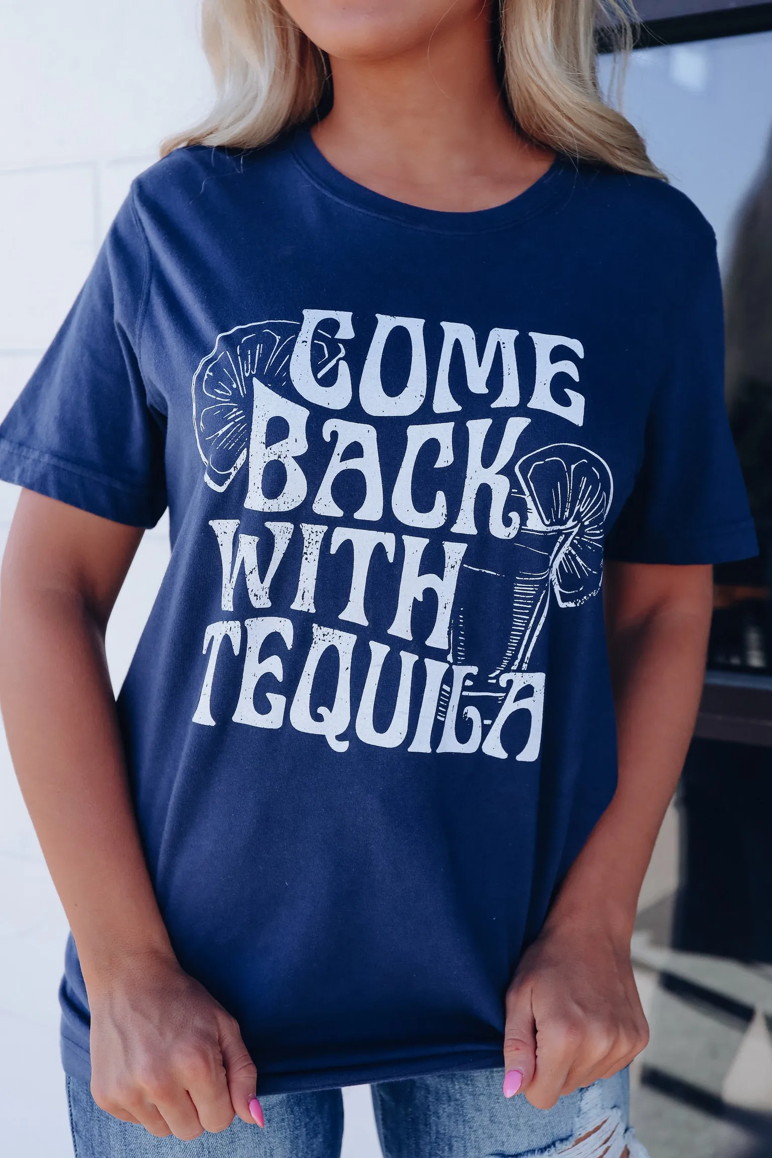 Come Back With Tequila Graphic Tee - Navy