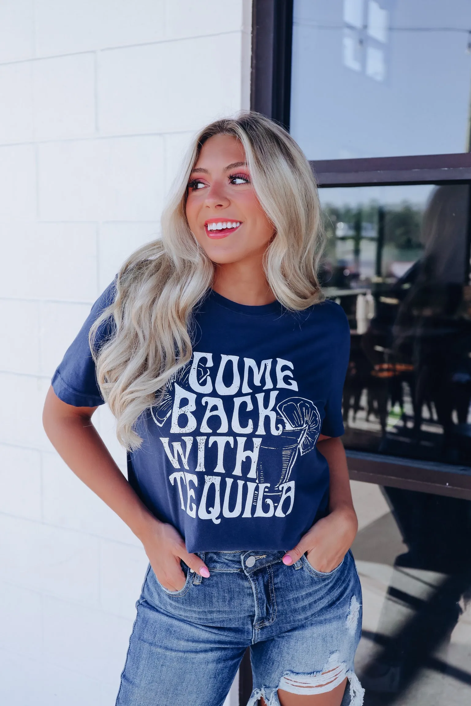 Come Back With Tequila Graphic Tee - Navy