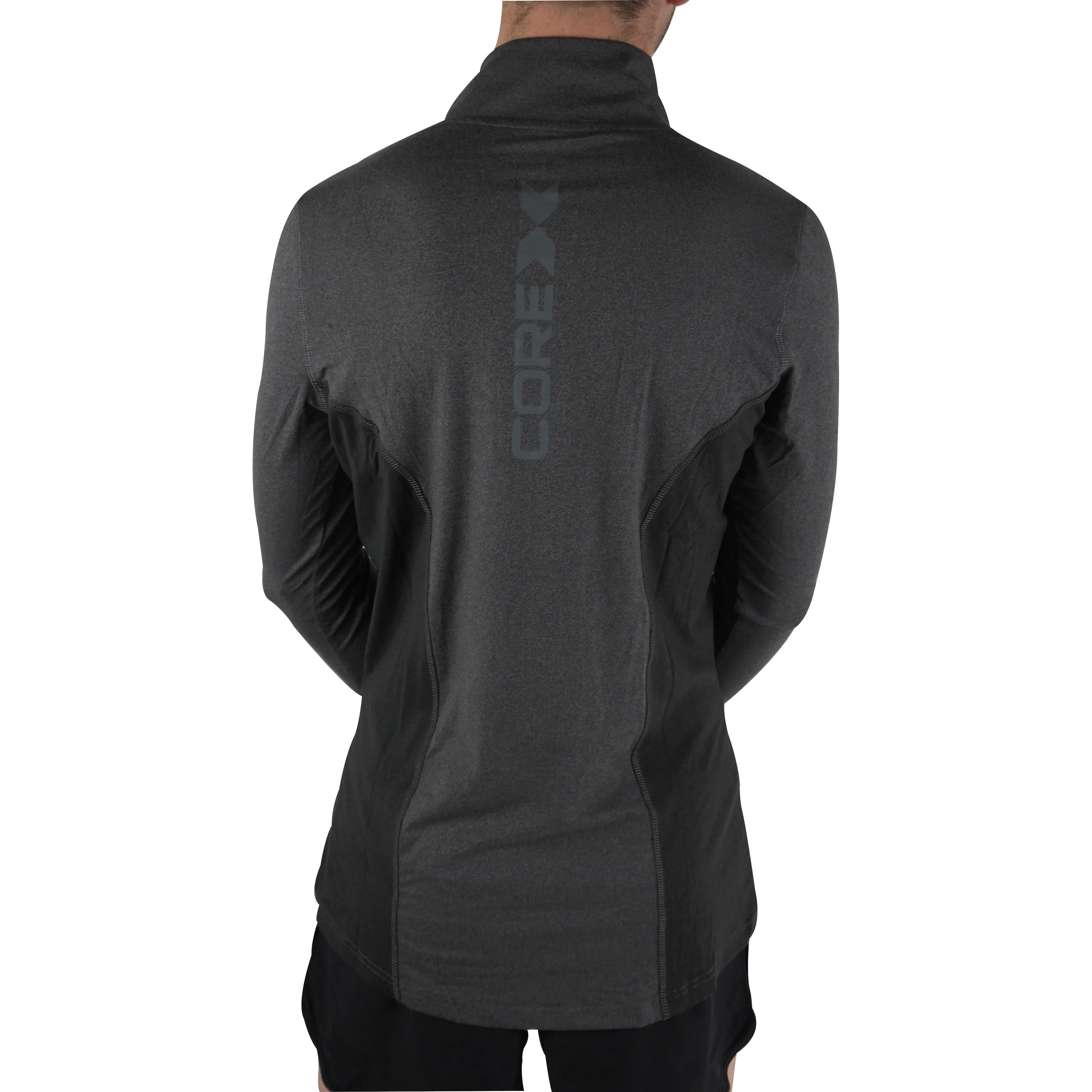 CoreX Fitness Half Zip Long Sleeve Mens Running Top - Grey