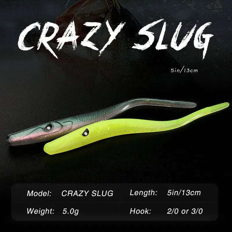 Crazy Slug 130mm 6pcs/bag Soft Fishing Lure Artificial Bait Silicone Worm Shad