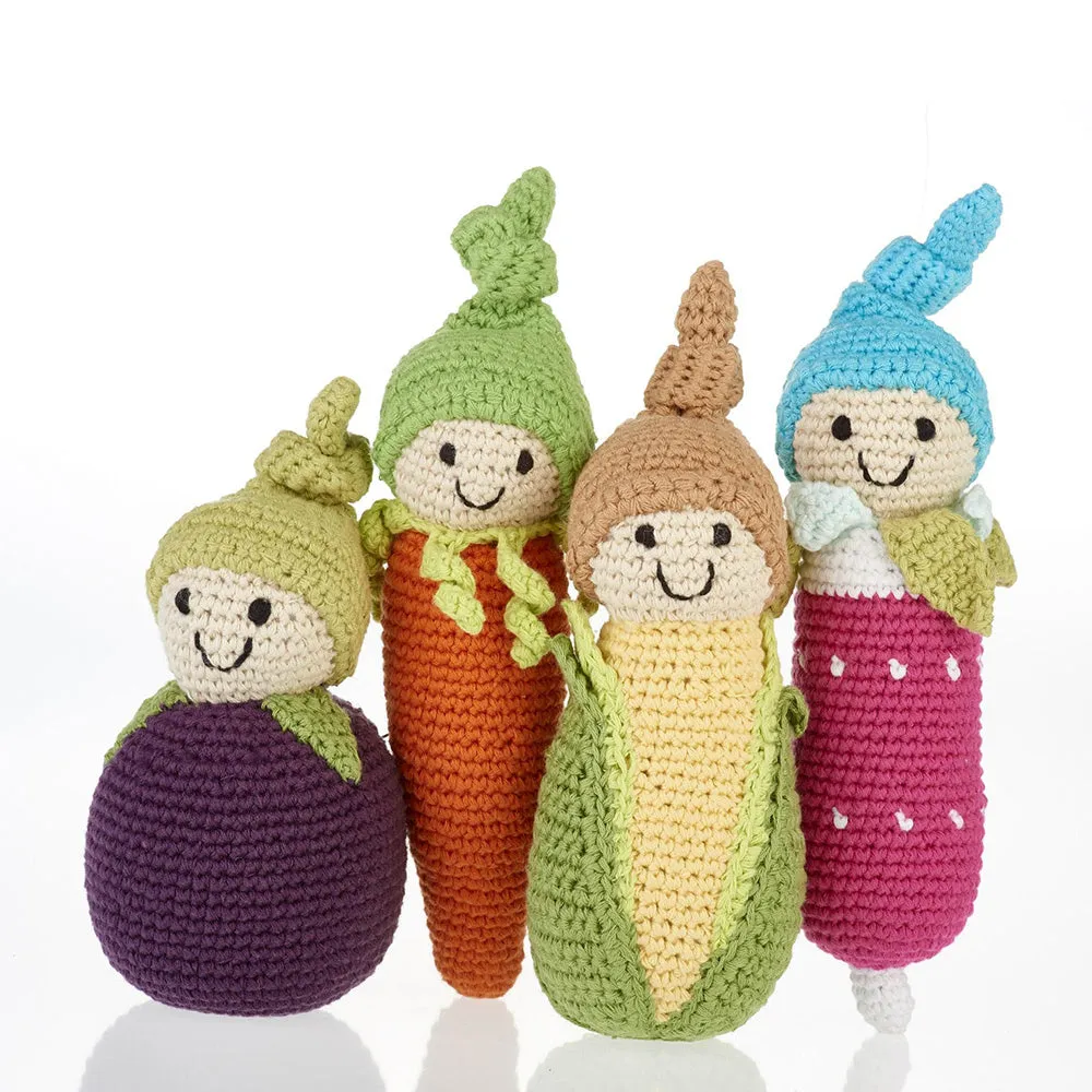 Crochet Cotton Friendly Aubergine Baby Rattle