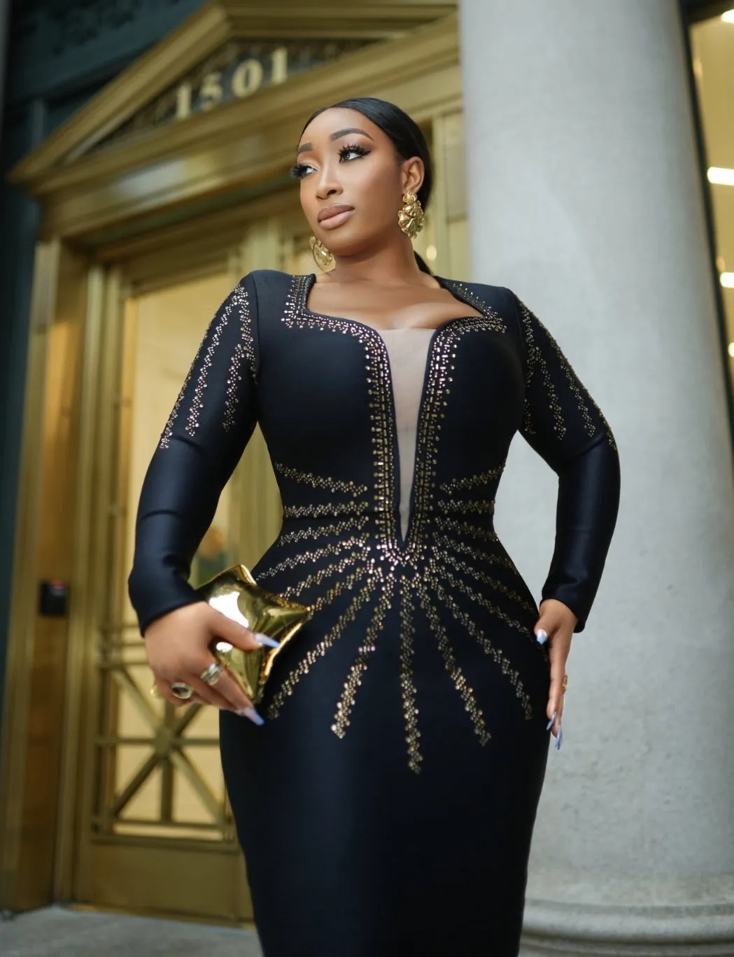 Crystal Chic Elegance- Blinged Long BANDAGE Dress (New)