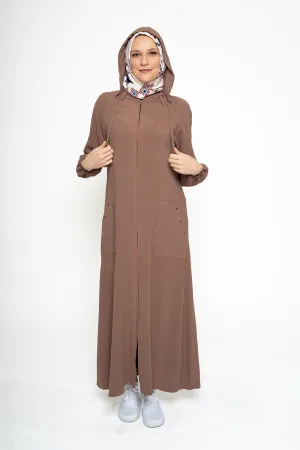 Earthy Pocketed Modest Turkish Jilbab | Brown