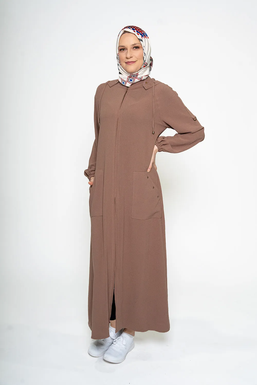 Earthy Pocketed Modest Turkish Jilbab | Brown
