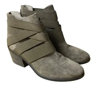 Eileen Fisher Willis Suede Bootie Stretch Straps Brown Sz 9.5