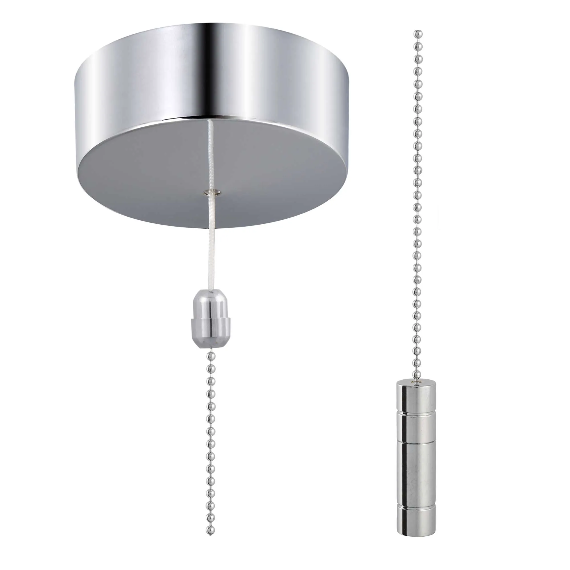 ElekTek Premium Chrome Bathroom Light Pull Switch Kit and Chain Bundle