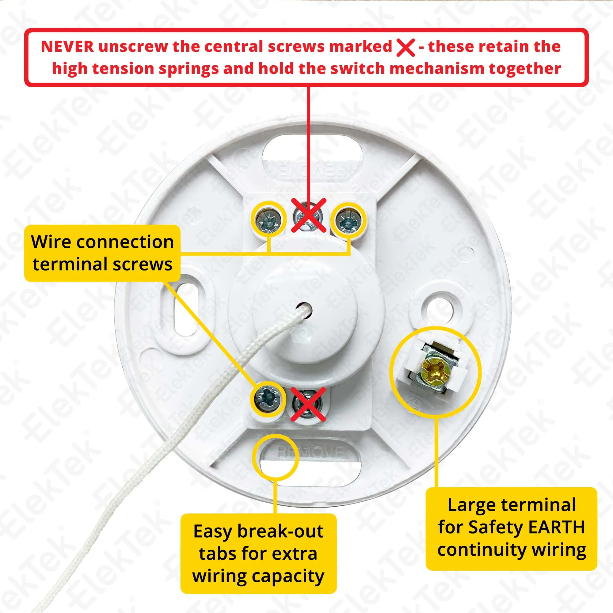 ElekTek Premium Chrome Bathroom Light Pull Switch Kit and Chain Bundle