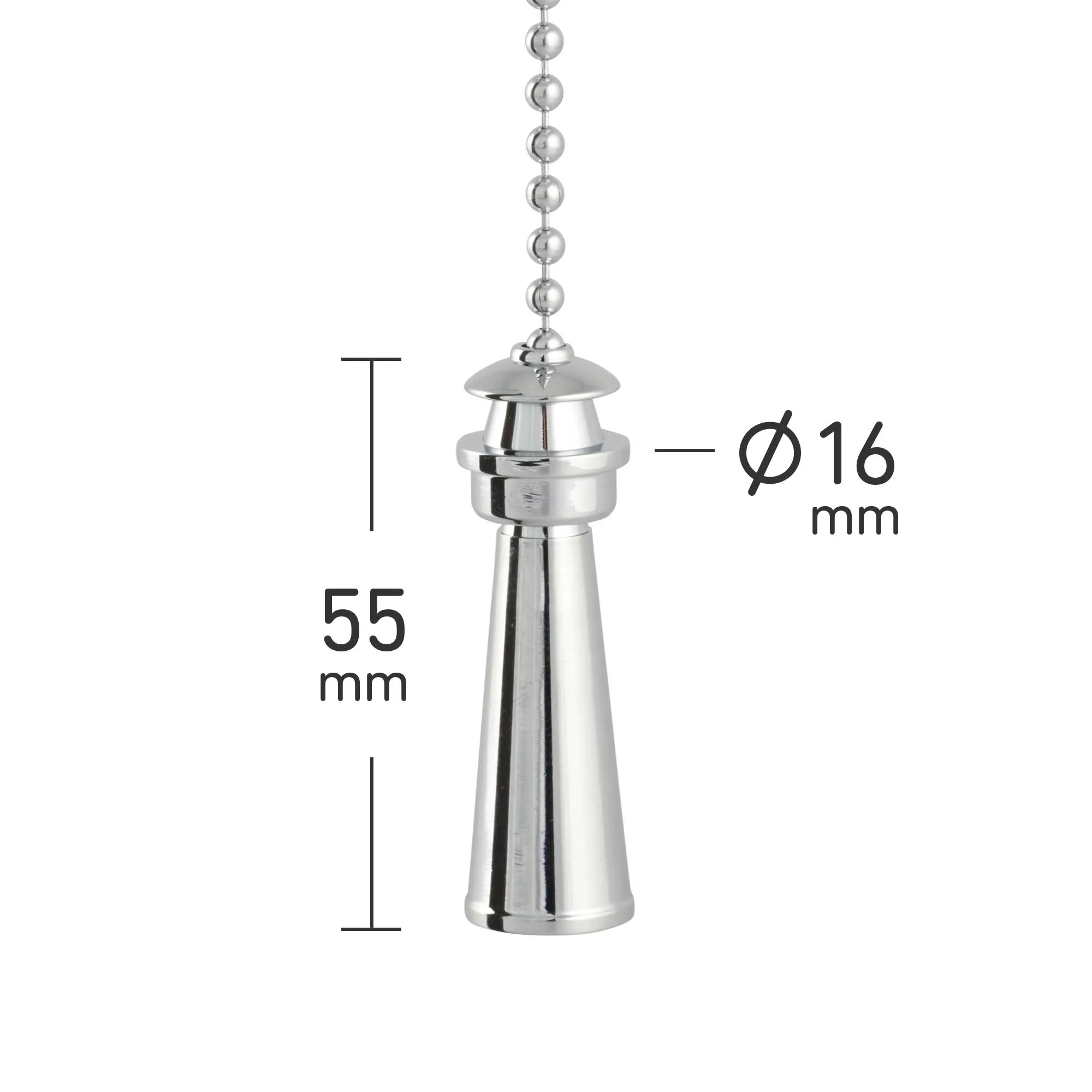 ElekTek Premium Chrome Bathroom Light Pull Switch Kit and Chain Bundle