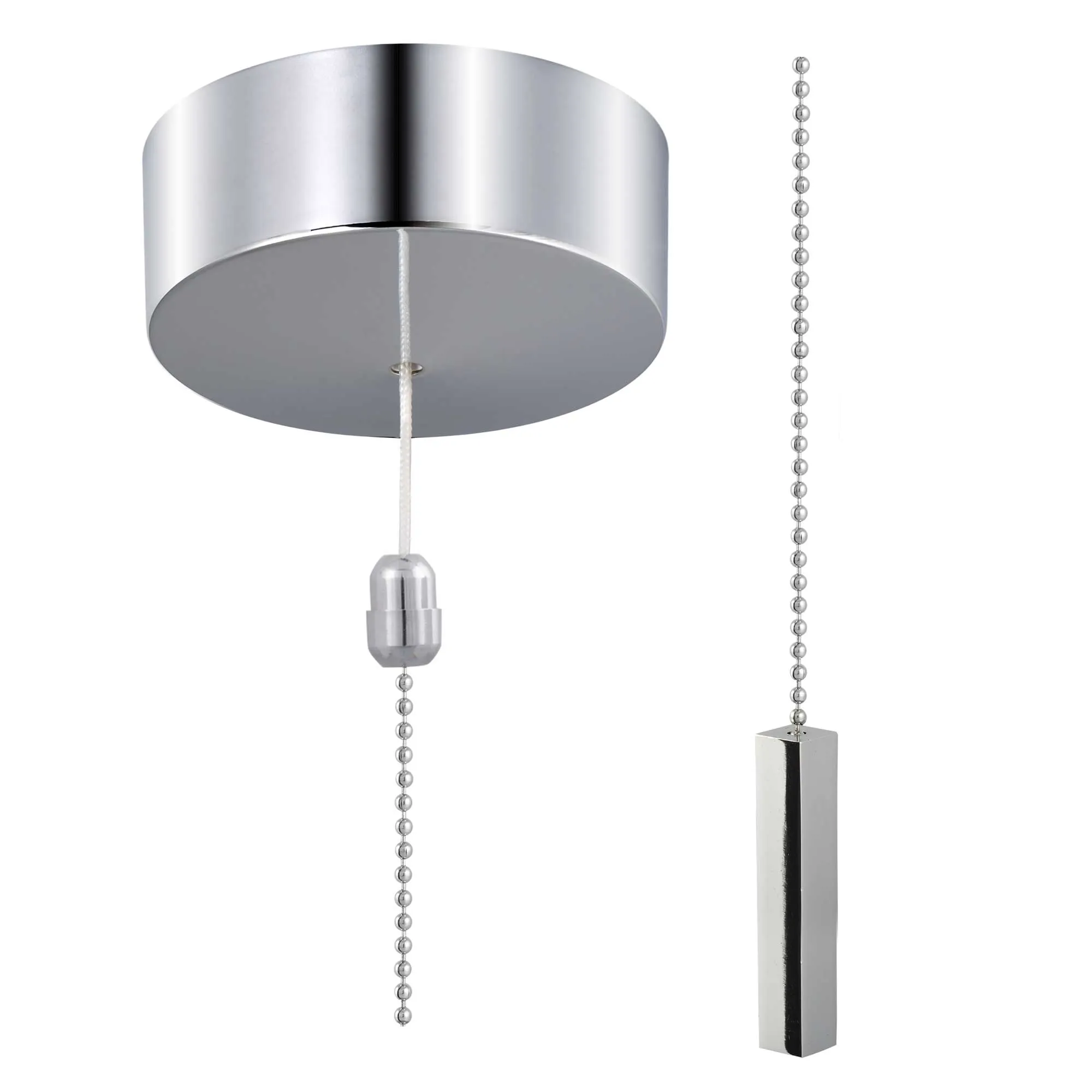 ElekTek Premium Chrome Bathroom Light Pull Switch Kit and Chain Bundle