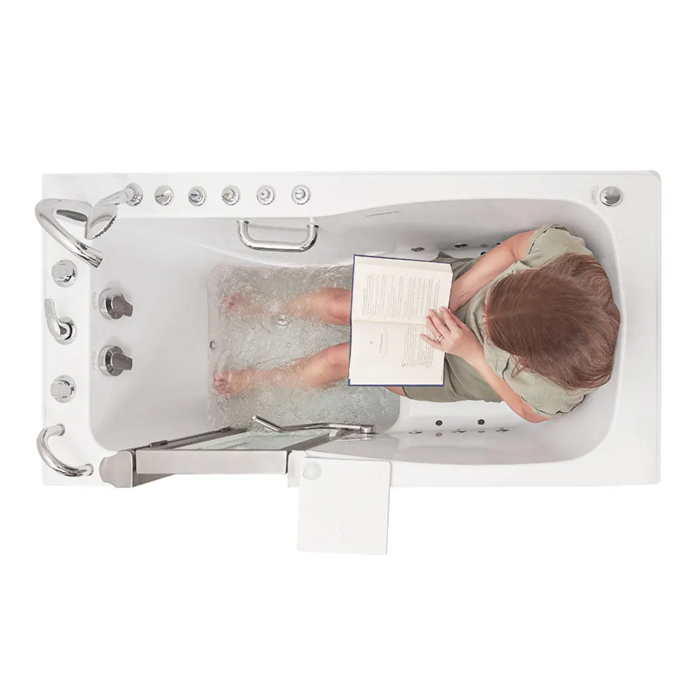 Ella Ultimate 30"x60" Acrylic Air and Hydro Massage   Independent Foot Massage Walk-In-Bathtub, Left Inward Swing Door, Heated Seat, 5 Piece Fast Fill Faucet, 2" Dual Drain