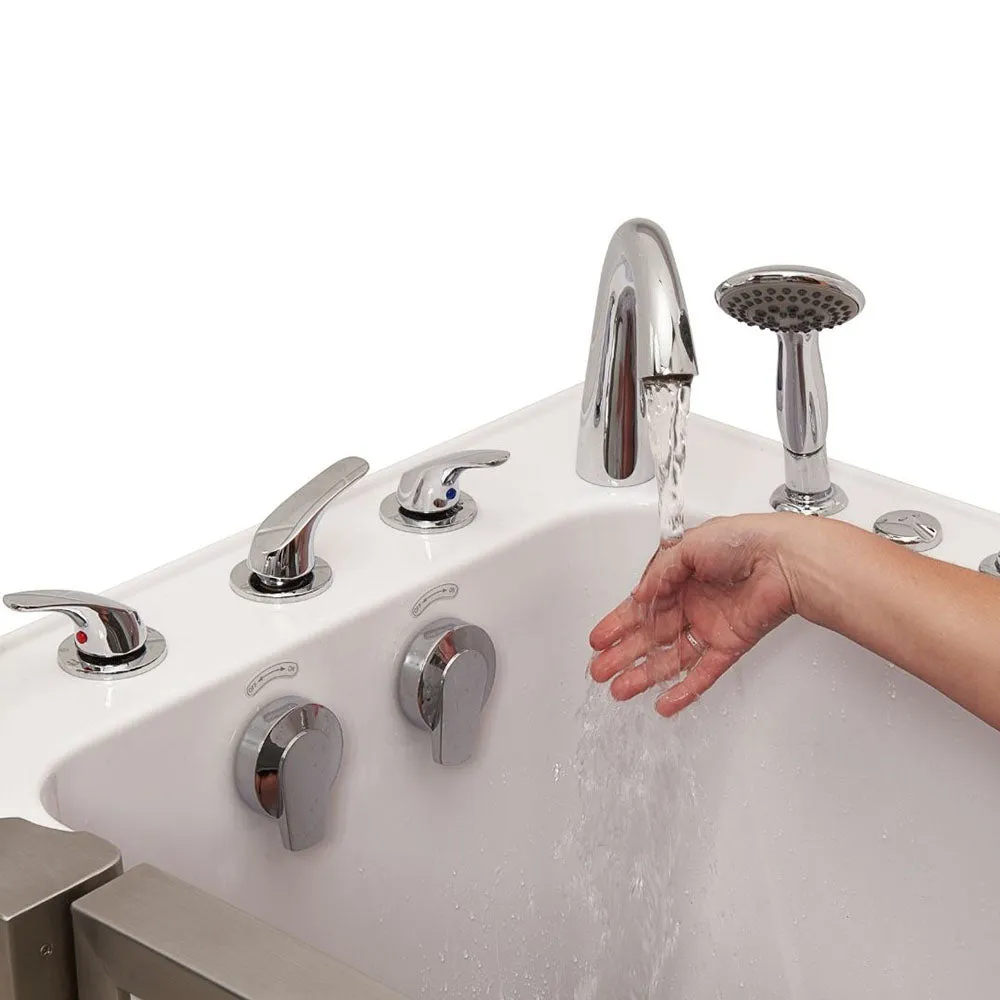 Ella Ultimate 30"x60" Acrylic Air and Hydro Massage   Independent Foot Massage Walk-In-Bathtub, Left Inward Swing Door, Heated Seat, 5 Piece Fast Fill Faucet, 2" Dual Drain