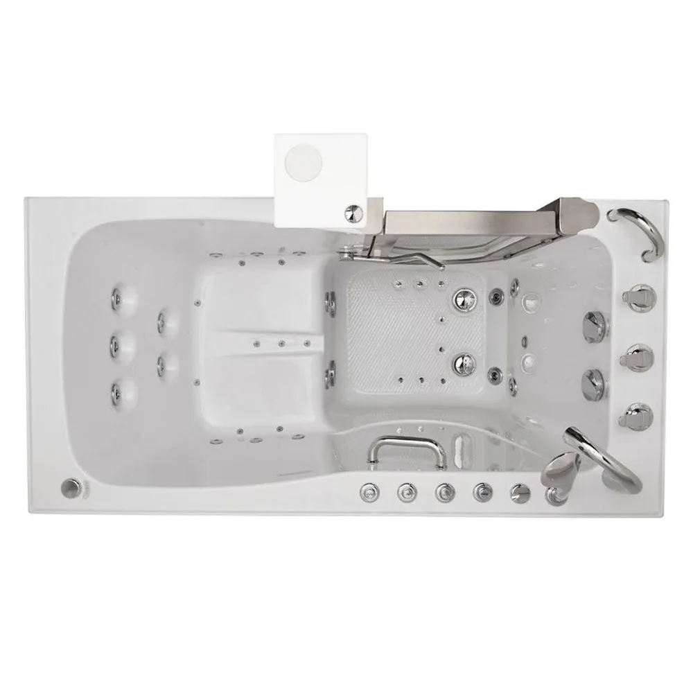 Ella Ultimate 30"x60" Acrylic Air and Hydro Massage   Independent Foot Massage Walk-In-Bathtub, Left Inward Swing Door, Heated Seat, 5 Piece Fast Fill Faucet, 2" Dual Drain