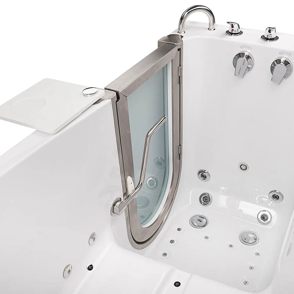 Ella Ultimate 30"x60" Acrylic Air and Hydro Massage   Independent Foot Massage Walk-In-Bathtub, Left Inward Swing Door, Heated Seat, 5 Piece Fast Fill Faucet, 2" Dual Drain