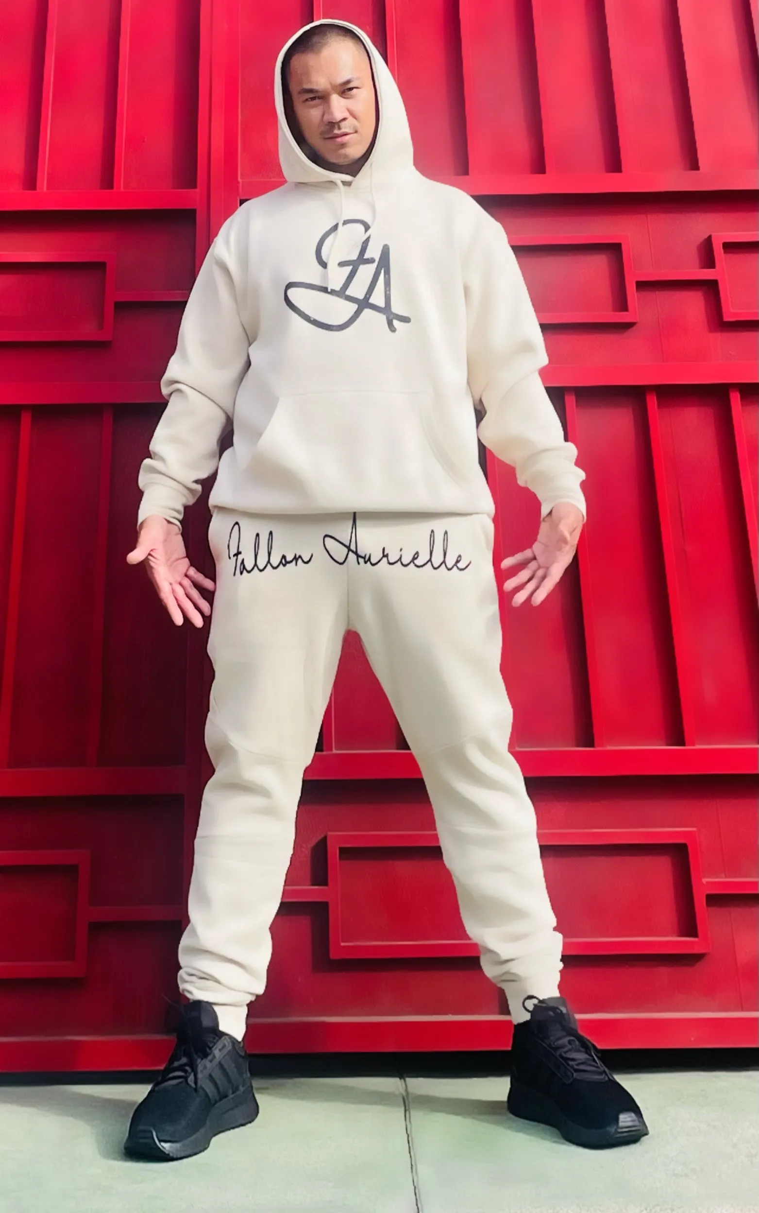 F.A. Unisex Signature Capricorn Zodiac Jogging Set (Beige & Black Sparkle)