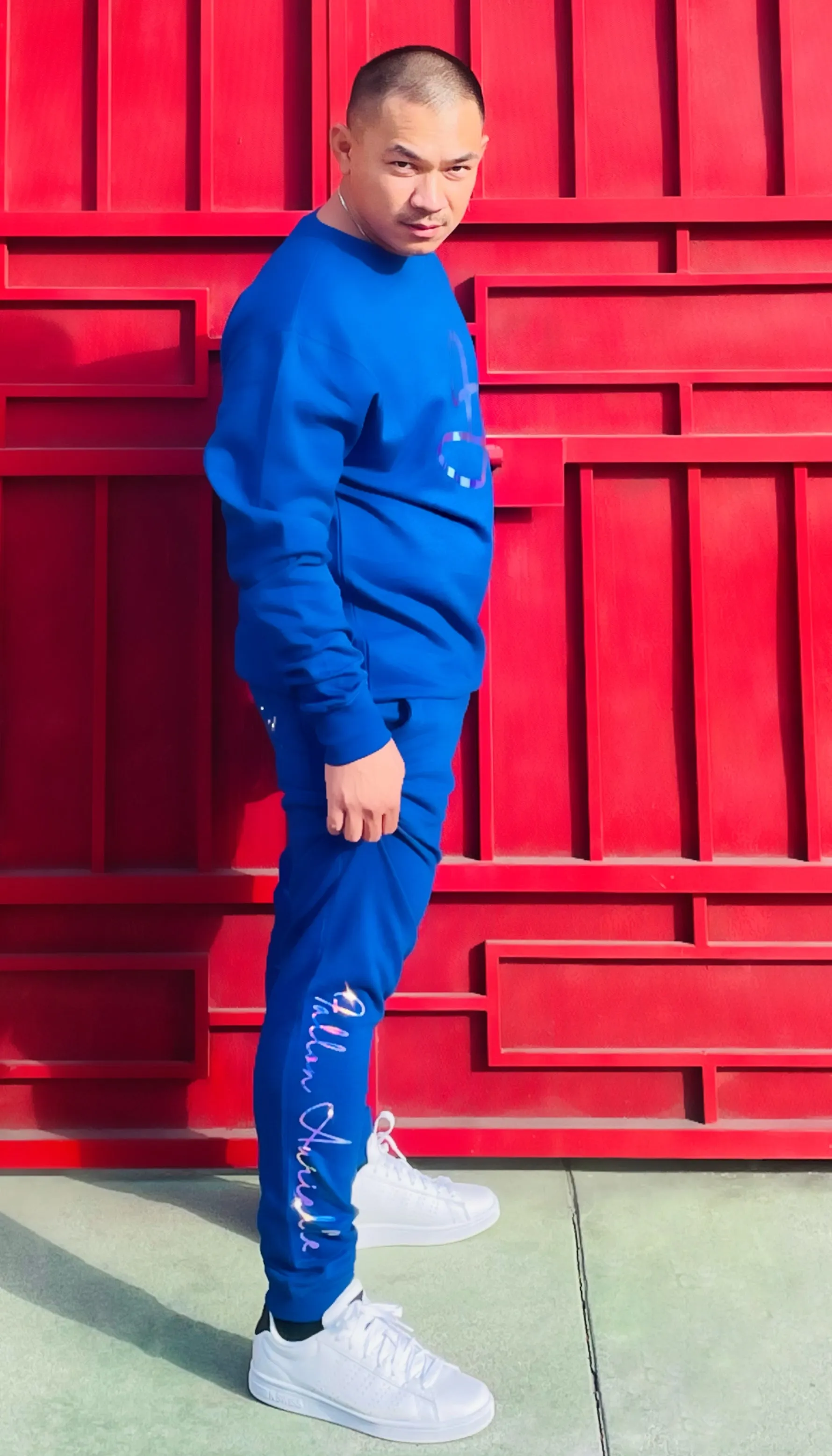 F.A. Unisex Signature Taurus Zodiac Crewneck Sweater (Royal Blue & Holographic)