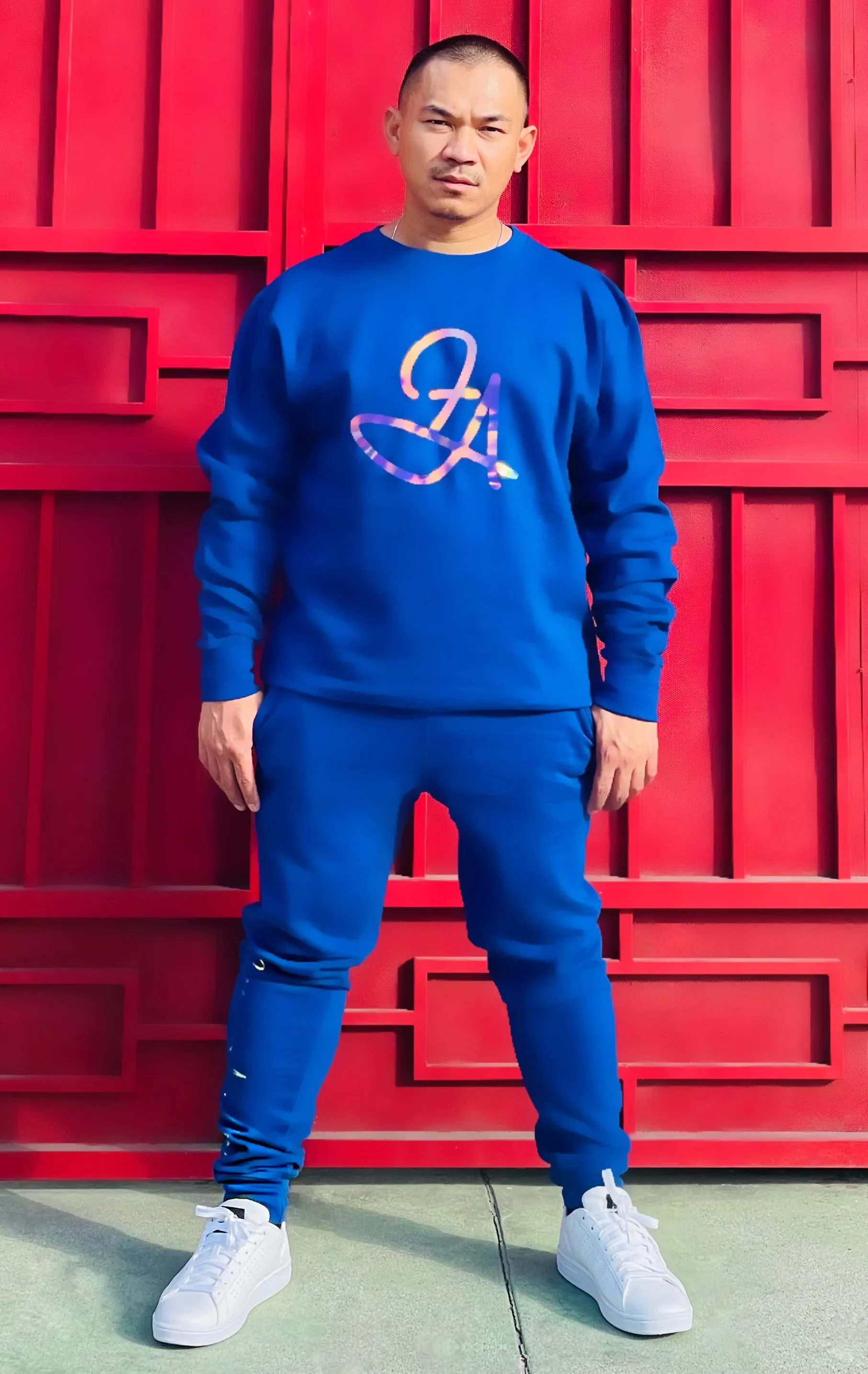 F.A. Unisex Signature Taurus Zodiac Crewneck Sweater (Royal Blue & Holographic)