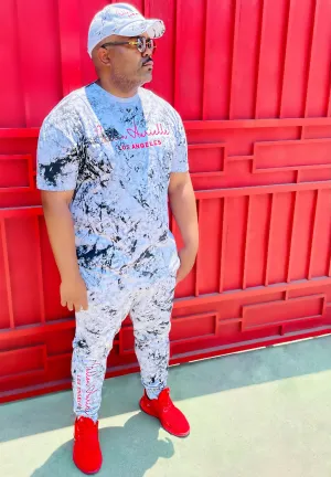 Fallon Aurielle Unisex Signature 3 Piece Los Angeles Rep Yo Set Jogger Set (White, Red & Black)