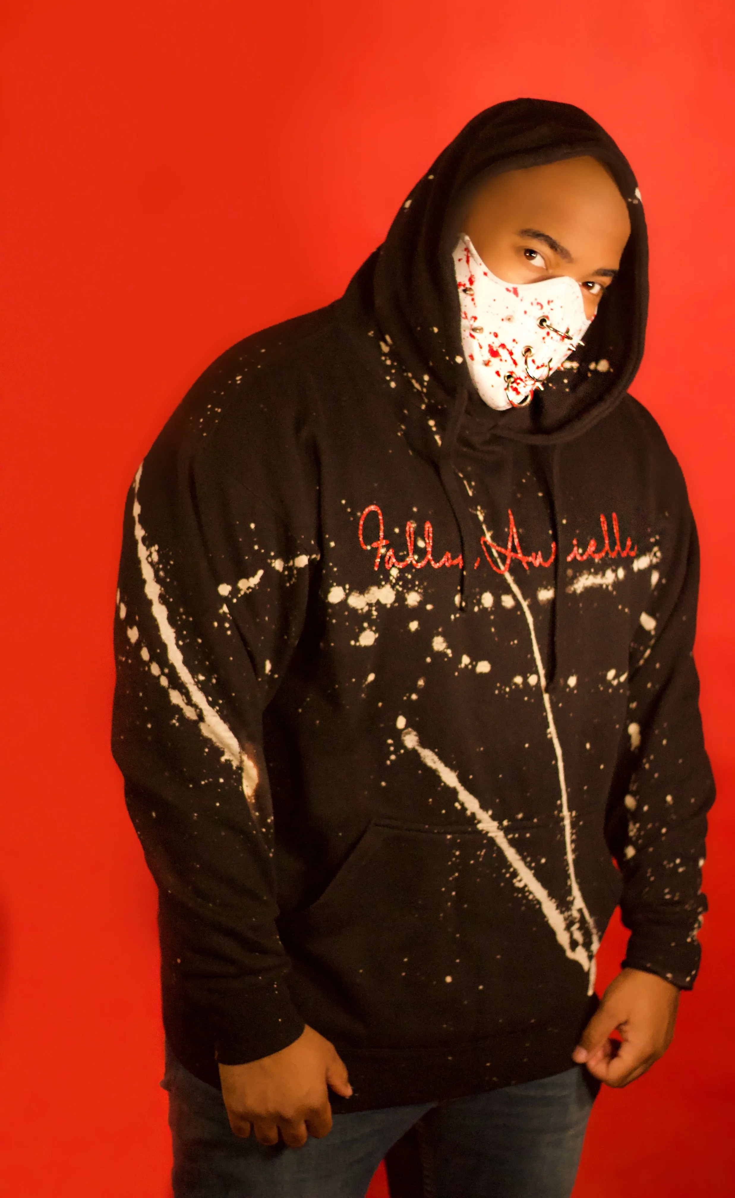 Fallon Aurielle Unisex Signature Acid Wash Hoodie (Black)