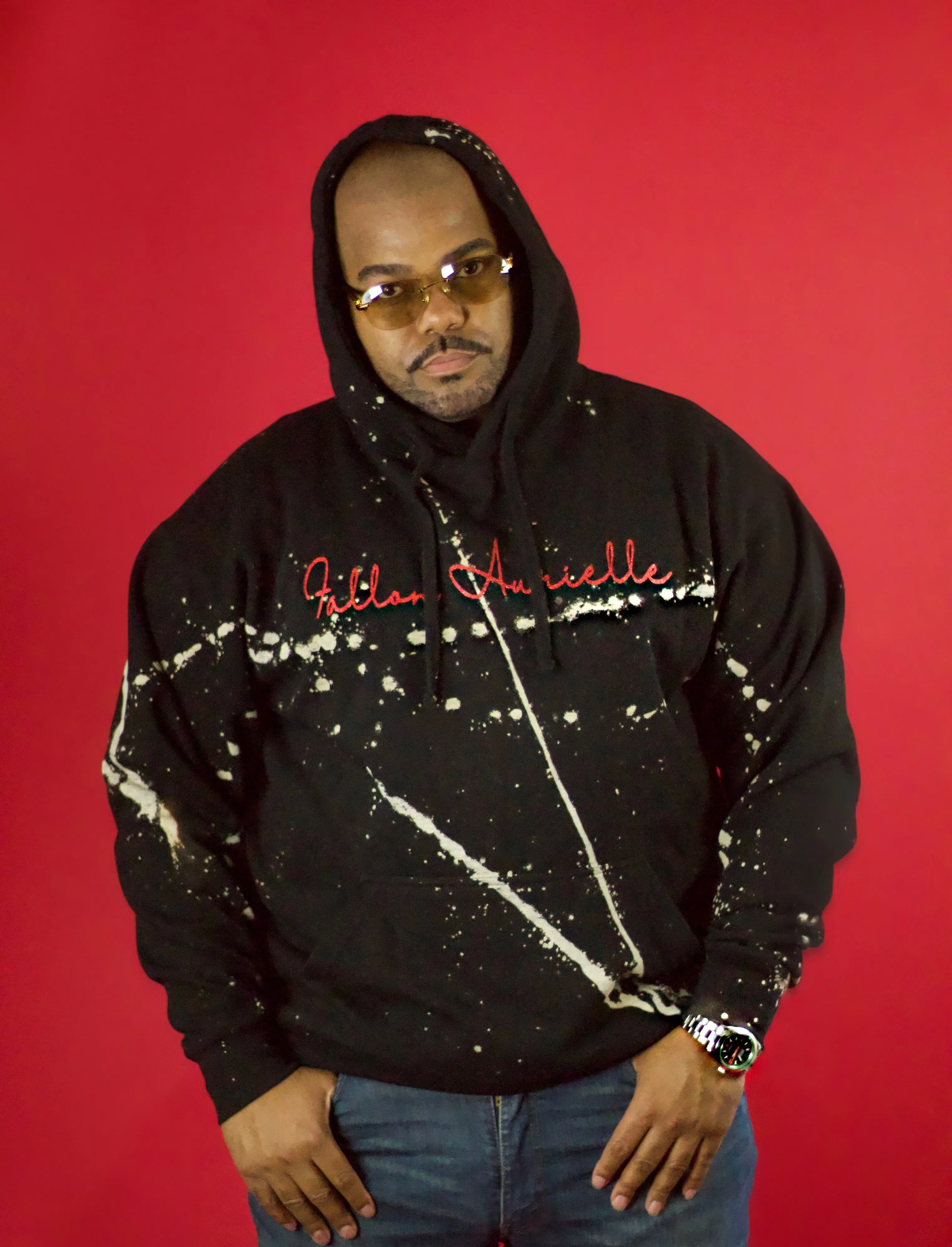Fallon Aurielle Unisex Signature Acid Wash Hoodie (Black)