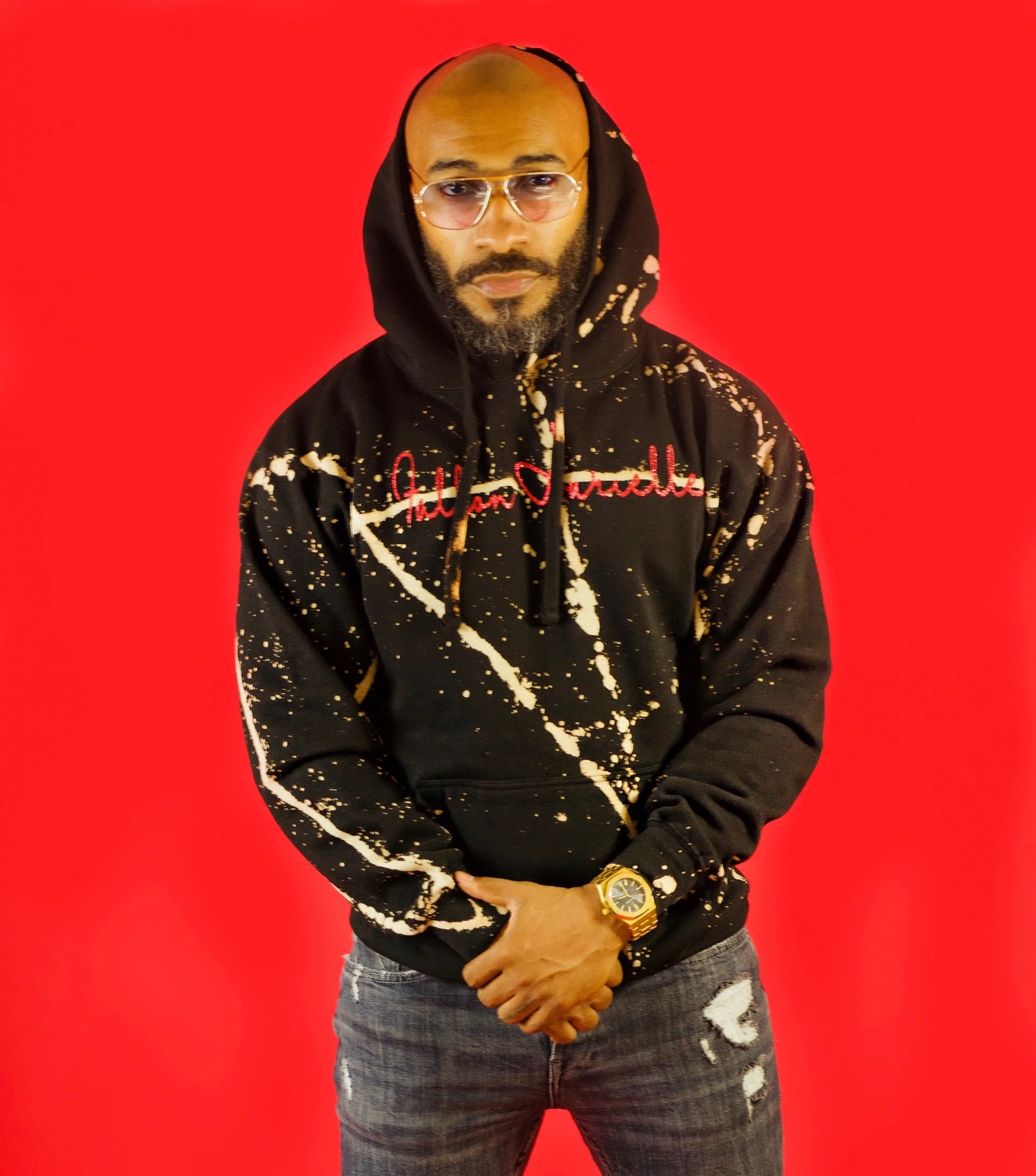 Fallon Aurielle Unisex Signature Acid Wash Hoodie (Black)
