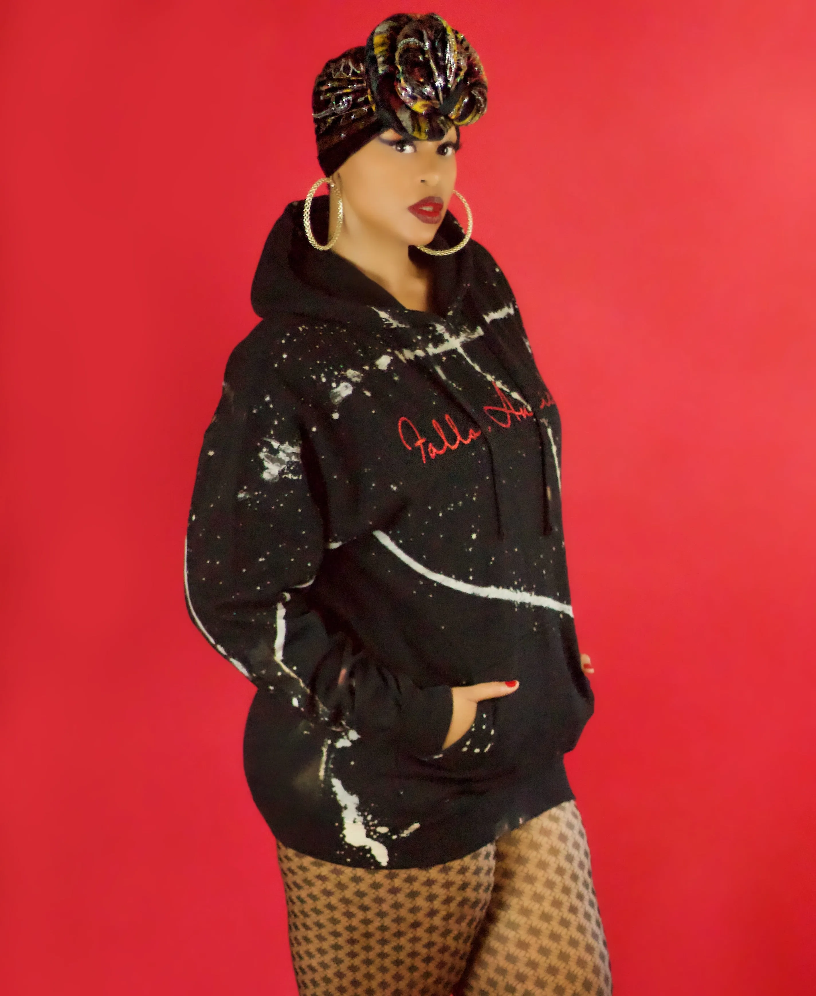 Fallon Aurielle Unisex Signature Acid Wash Hoodie (Black)
