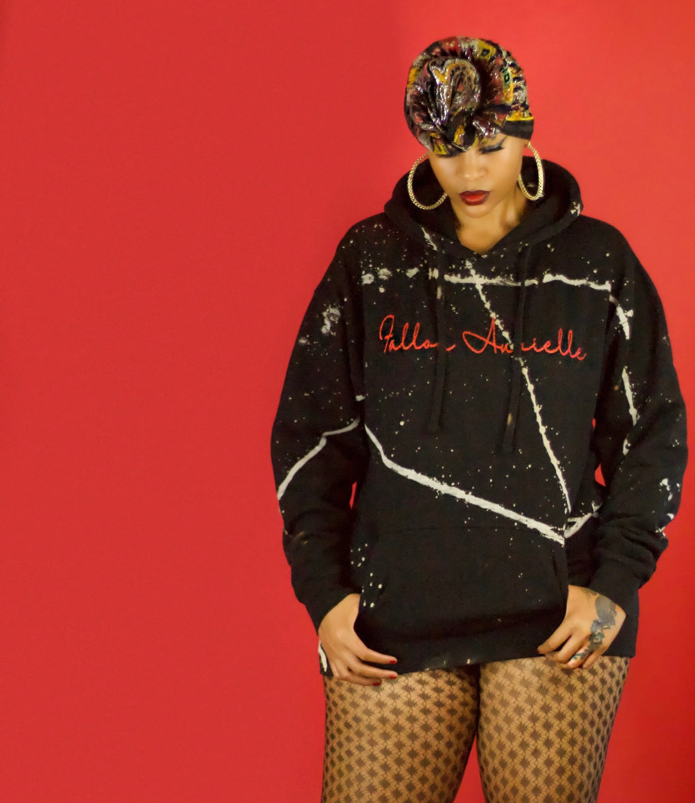 Fallon Aurielle Unisex Signature Acid Wash Hoodie (Black)
