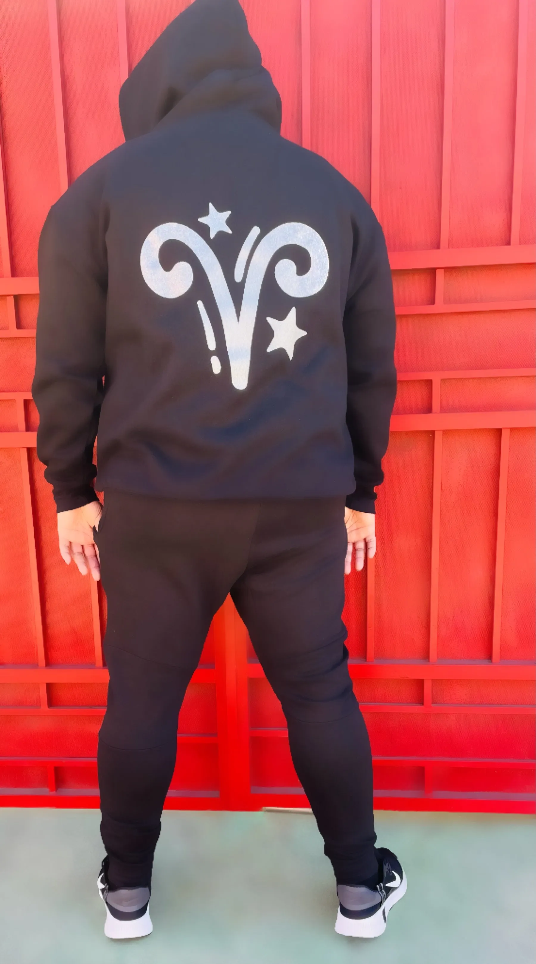 Fallon Aurielle Unisex Signature Aries Zodiac Jogging Set (Black & Silver)