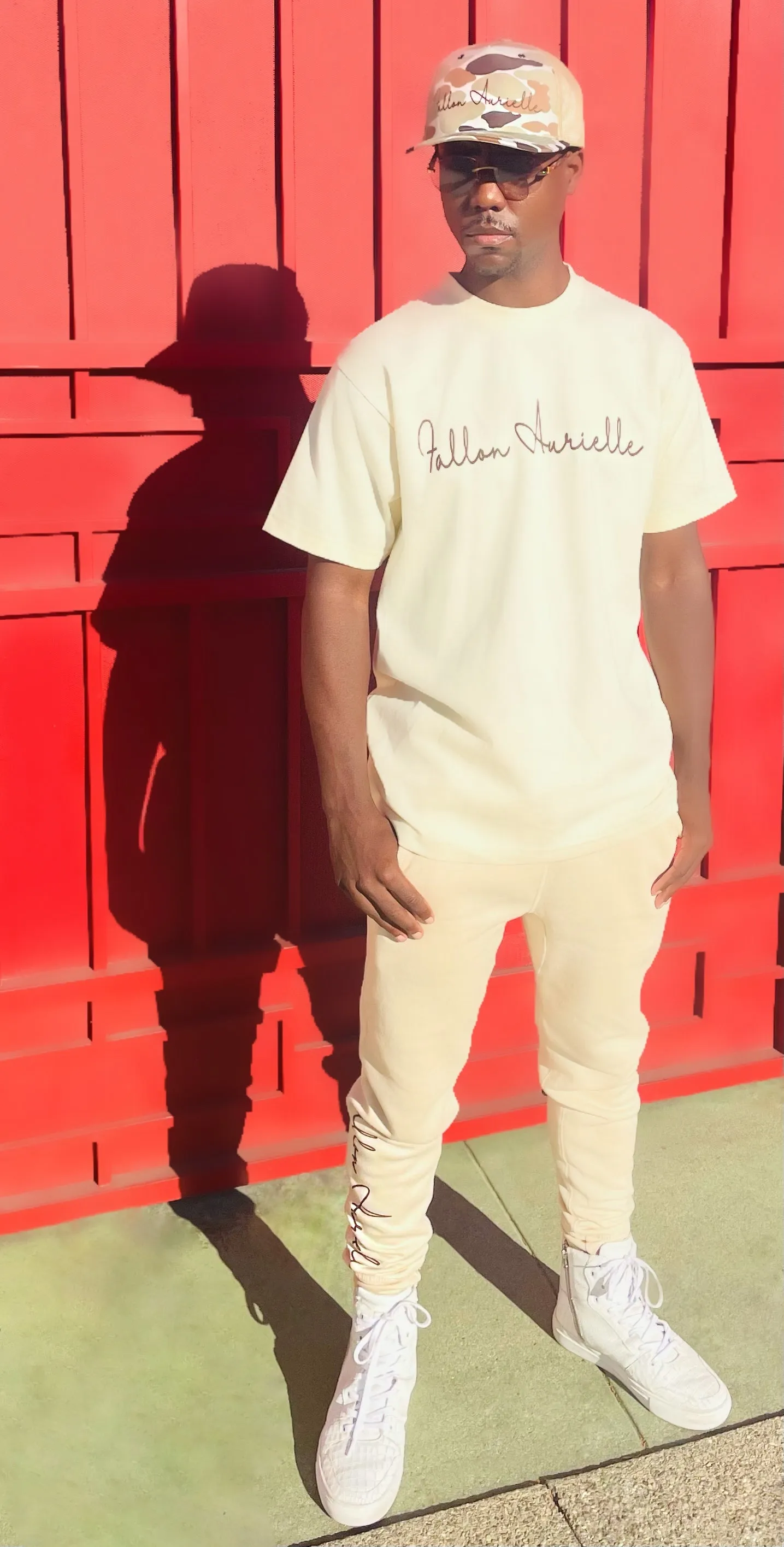 Fallon Aurielle Unisex Signature Classic Joggers (Cream & Chocolate Brown)