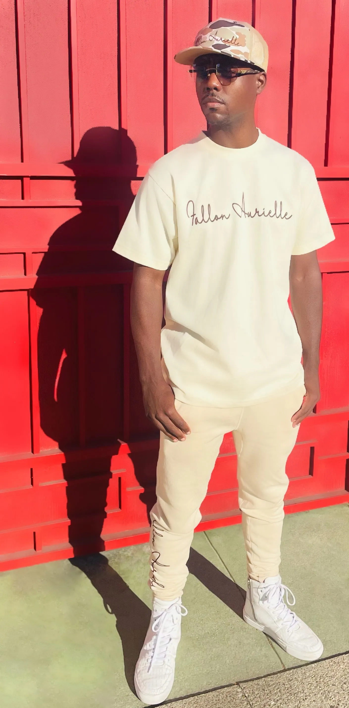 Fallon Aurielle Unisex Signature Classic Joggers (Cream & Chocolate Brown)