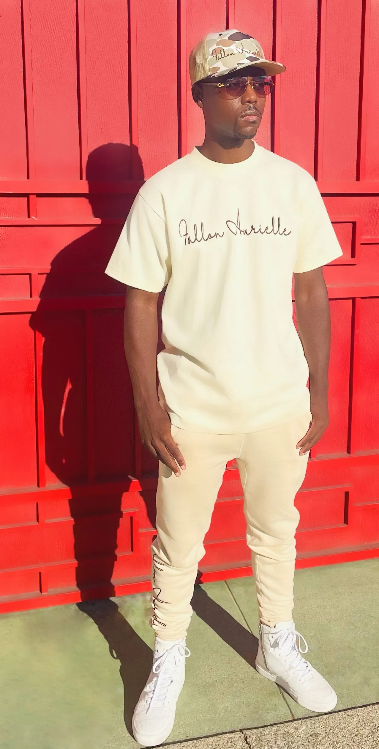 Fallon Aurielle Unisex Signature Classic Joggers (Cream & Chocolate Brown)