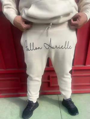 Fallon Aurielle Unisex Signature Slim Cut Joggers (Beige & Black Sparkle)