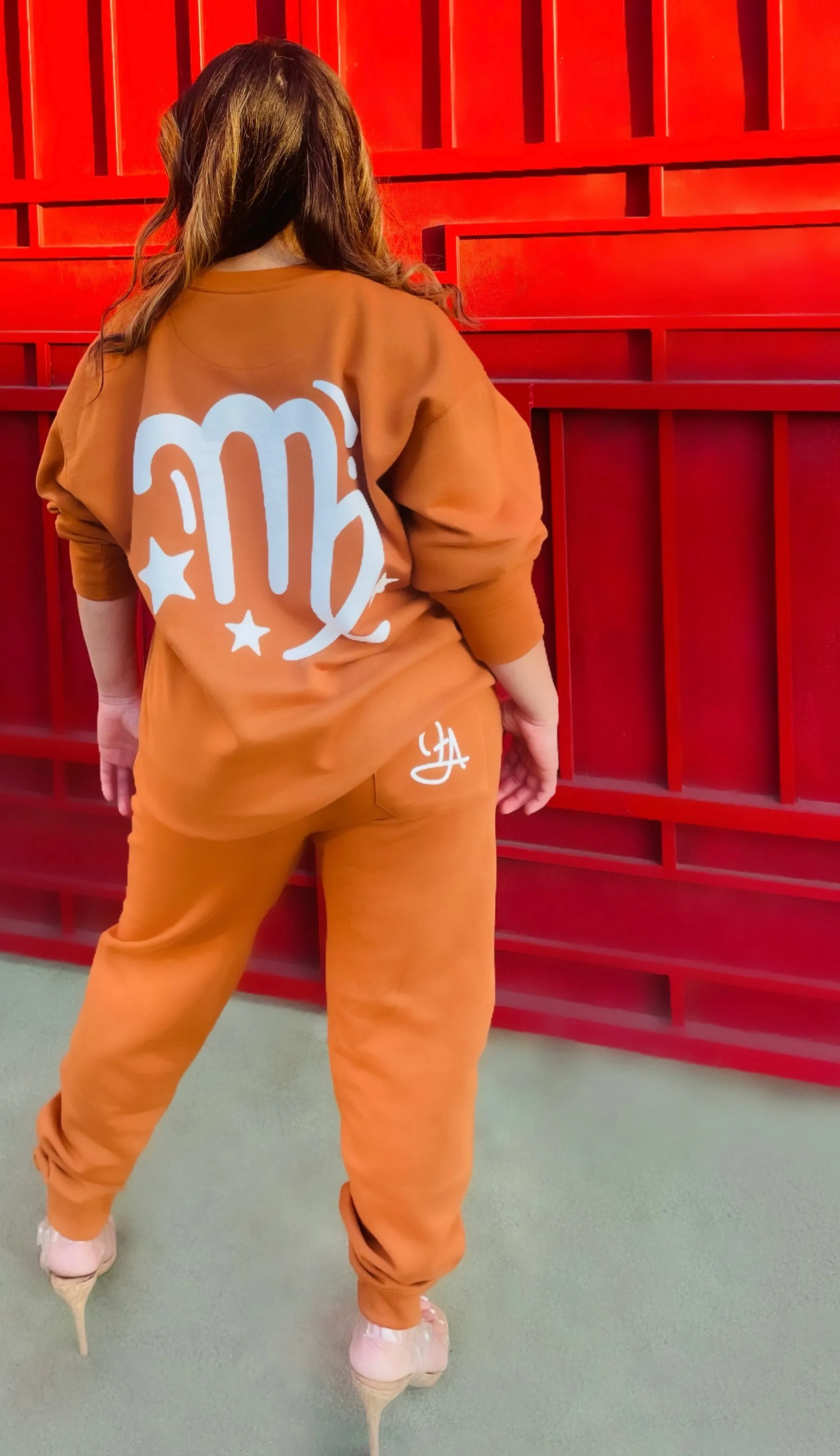 Fallon Aurielle Unisex Signature Virgo Zodiac Jogging Set (Burnt Orange & White)