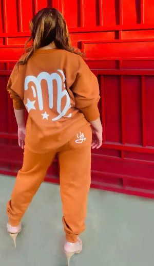 Fallon Aurielle Unisex Signature Virgo Zodiac Jogging Set (Burnt Orange & White)