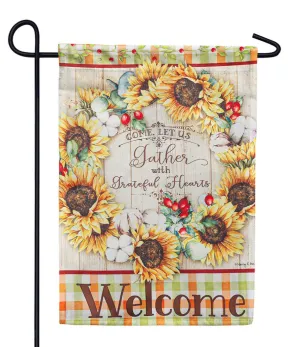 Farmhouse Fall Wreath Garden Suede Flag