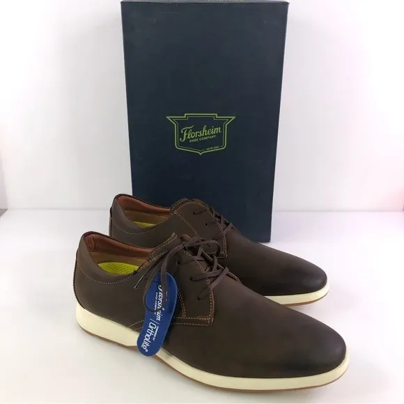 FLORSHEIM Men's Transit Cap-Toe Leather Oxfords- Brown, Size US 11M